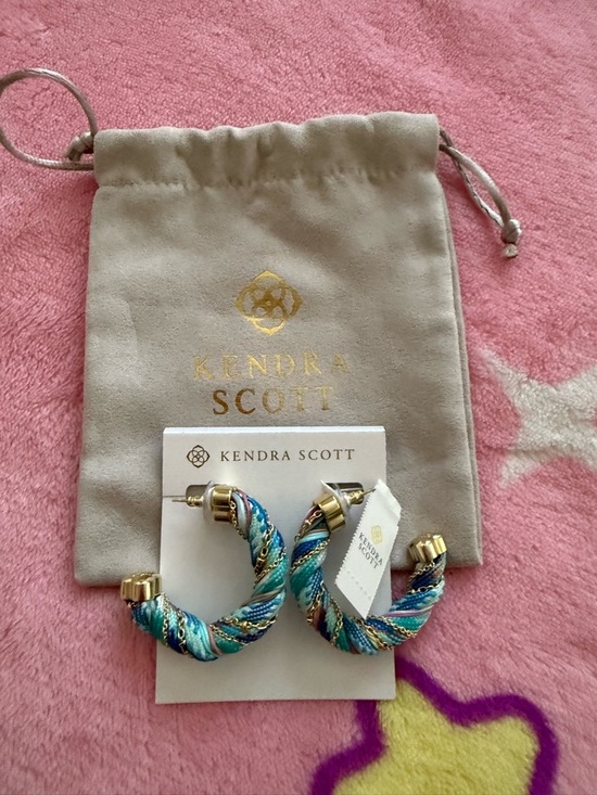 Kendra Scott Accessories - Kendra Scott Masie Multicolor Blue Aqua Twisted Corded Hoop Earrings NWT